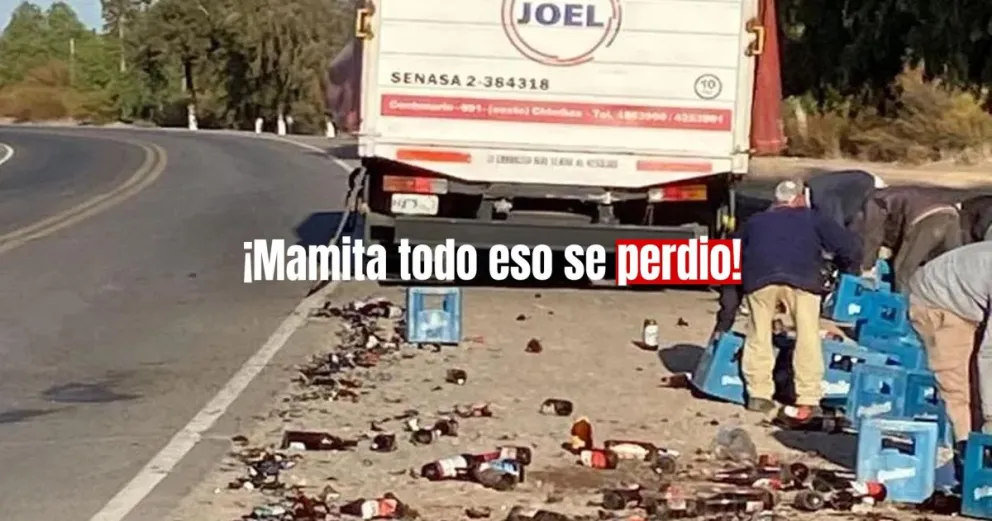 Ruta 40: dos camiones chocaron y como consecuencia uno de ellos perdió parte de la carga de cerveza que llevaba 