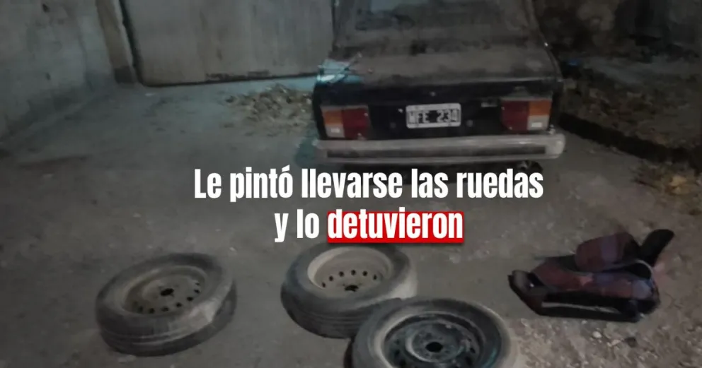 Un ladrón fue detenido por robar las ruedas de un auto que estaba en la calle 
