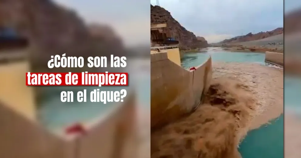 Limpiaron el descargador de fondo en el dique de Ullum 