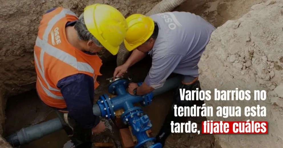 Por arreglos de OSSE, varios barrios se quedarán sin servicio de agua potable