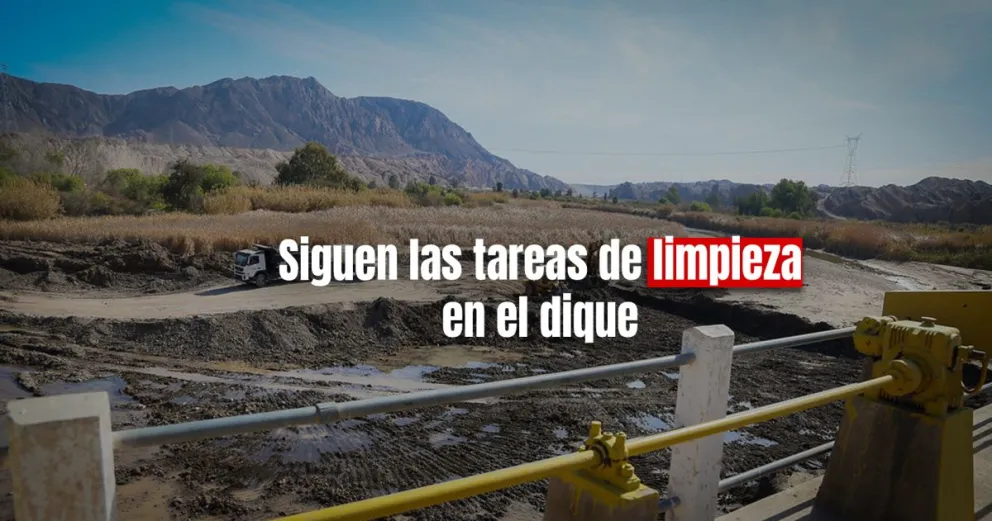 Las tareas de limpieza del dique Ignacio de la Roza servirán para mejorar el sistema de riego en la provincia 