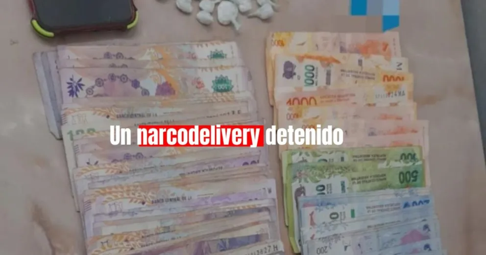Detienen a un delivery que tenía 50 envoltorios de nylon de color verde con un polvo blanco adentro