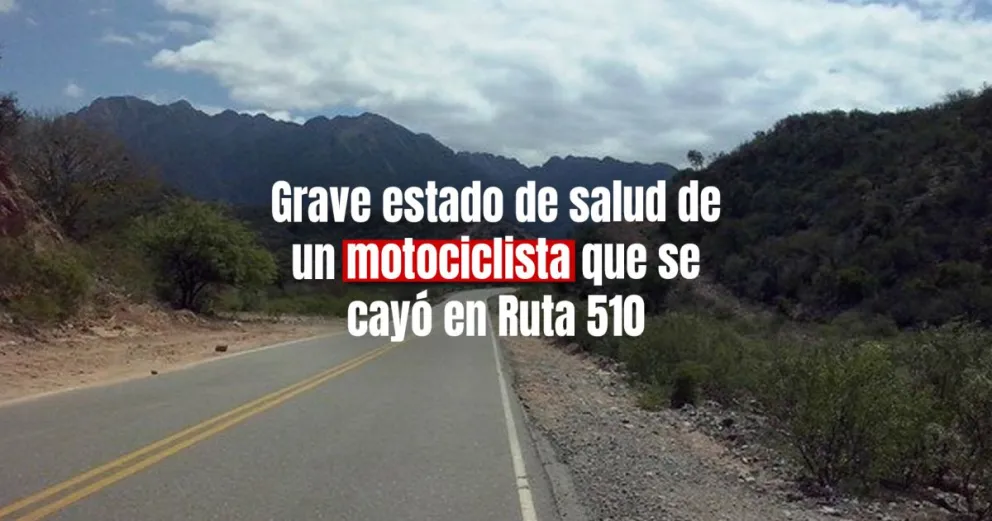 Un motociclista sufrió un fuerte golpe en Ruta 510 
