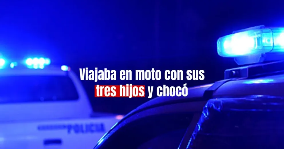 Siniestro vial: iba en moto con sus hijos menores de edad y chocó
