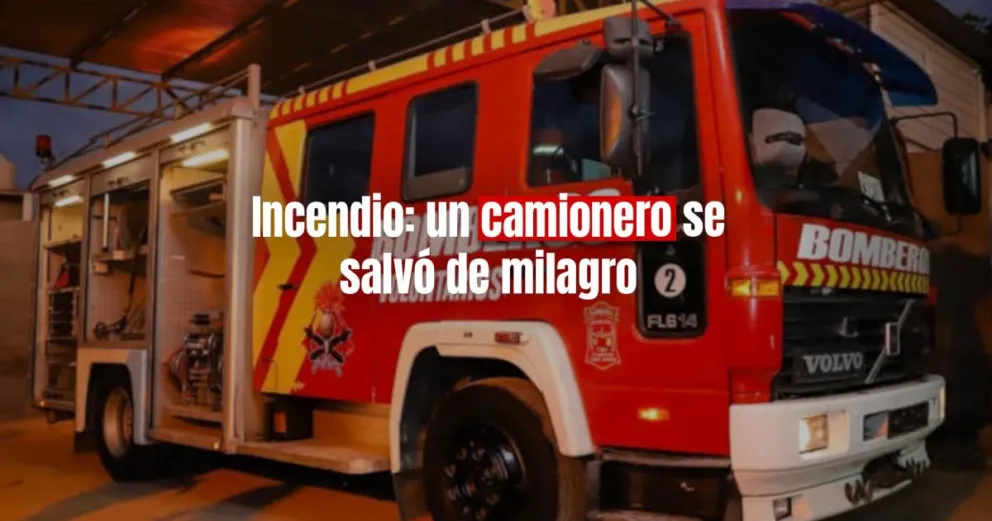 Un camión se incendió en Caucete y su conductor se salvó de milagro 