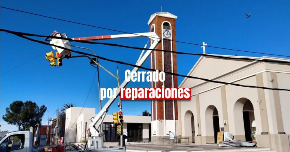 Zonda en Jáchal: el templo arquidiocesano a oscuras y con algunas roturas en el techo