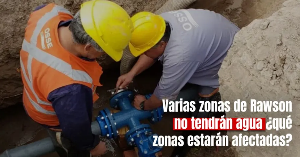 OSSE informó que por obras, este martes se verá interrumpido el servicio en algunas zonas de Rawson  