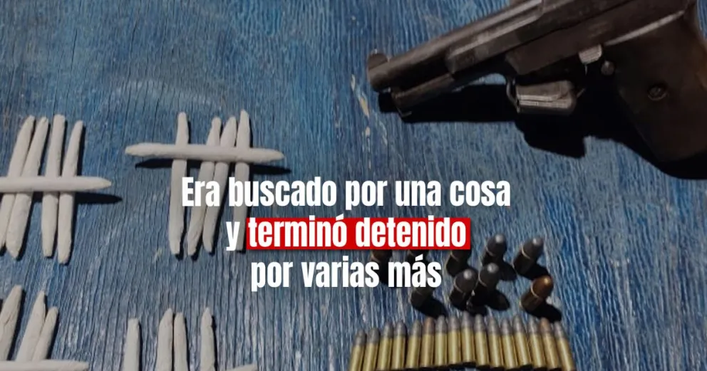 Era buscado por robar y le encontraron un arma droga y plata