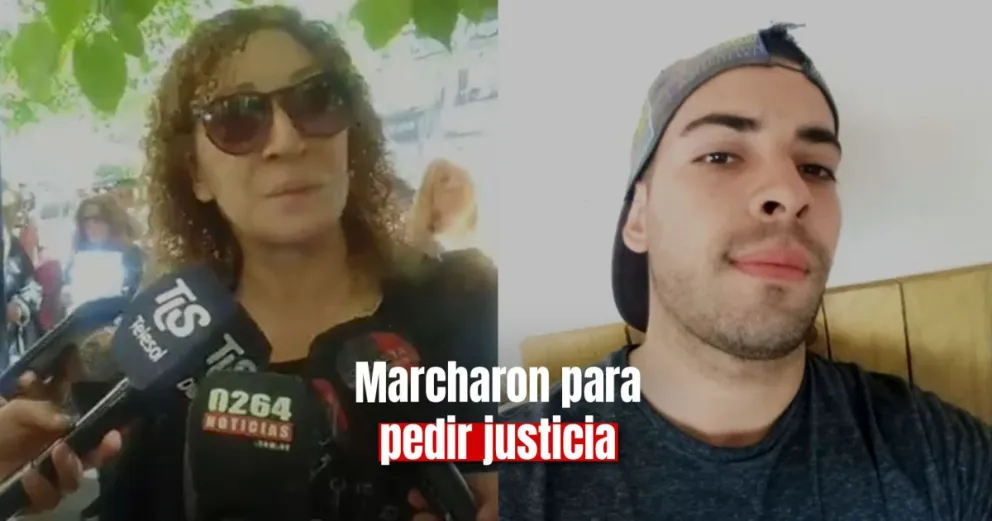 Los familiares del joven que murió en Ruta 20, marcharon frente a la puerta de tribunales pidiendo justicia