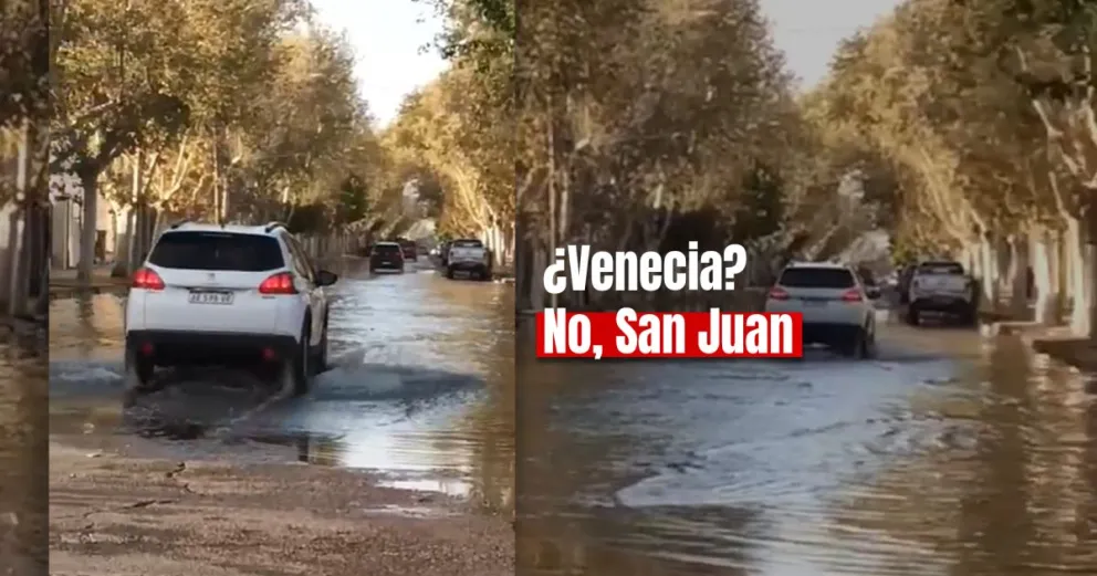 Una fuga de agua en un calle inundó una transitada calle en Capital 