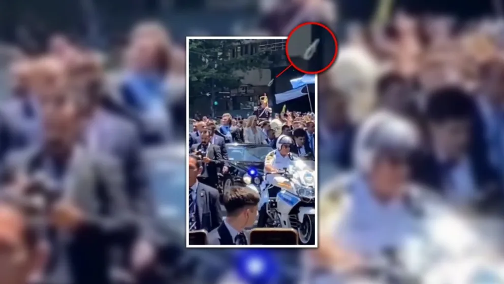 Arrojaron una botella al presidente cuando iba a la Casa Rosada 