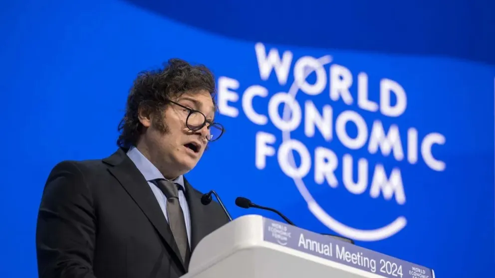 En medio del paro general de la CGT, el presidente posteó una publicación que elogia su discurso en el Foro de Davos 