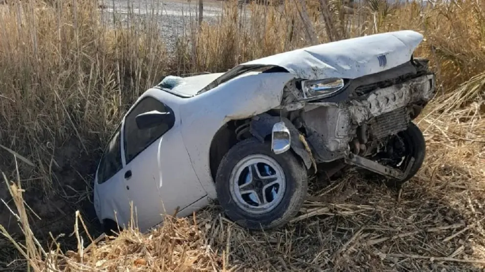 Quiso esquivar un perro y terminó con su auto dentro de un zanjón