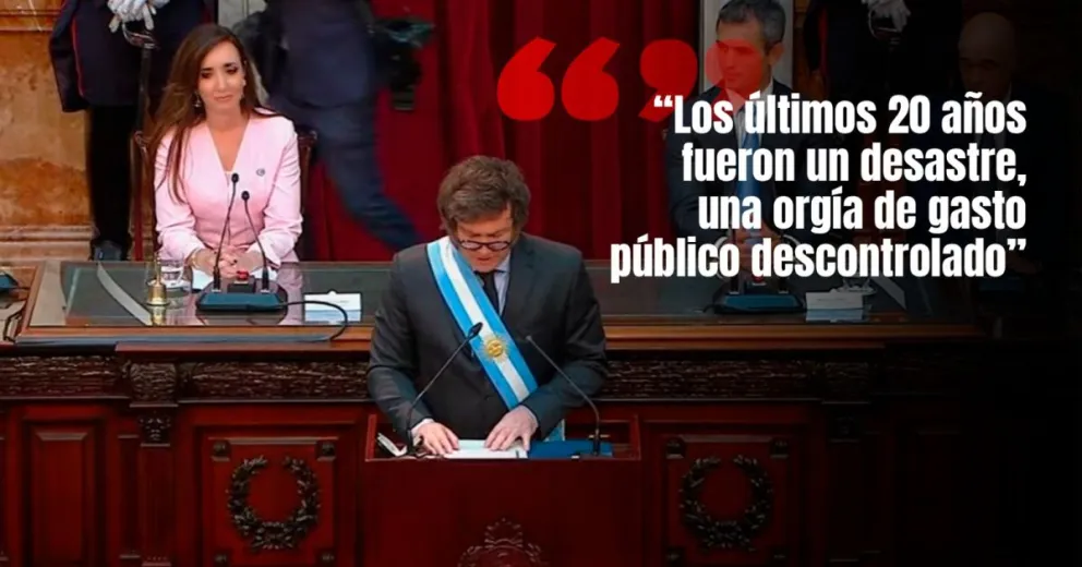 Javier Milei inició su discurso con una dura crítica a la herencia