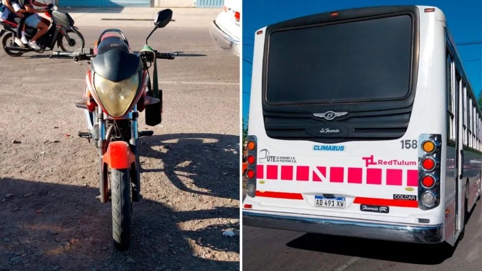Un motociclista no vio el guiñe del colectivo y terminó chocando con la parte de atrás