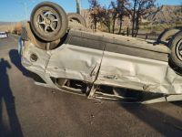 Un automovilista se quedó dormido y volcó en Rivadavia 