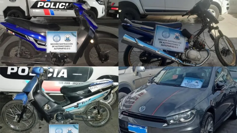 La policía recuperó un auto y tres motos que tenían pedido de secuestro 