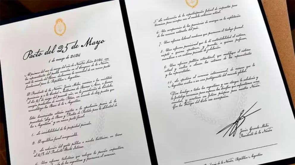 El presidente sostiene el Pacto de Mayo sin ley Bases 