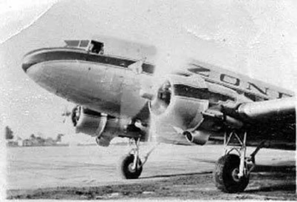 Avión modelo Douglas DC-3 similar al que arribó a la provincia de San Juan en 1946. Imagen ilustrativa.