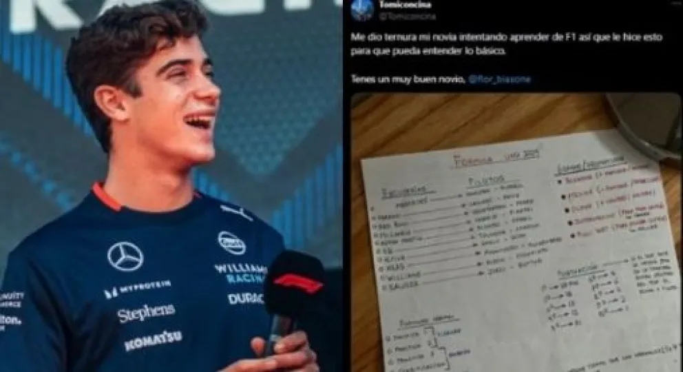 Para que entienda la Fórmula 1, le armó a su novia una guía