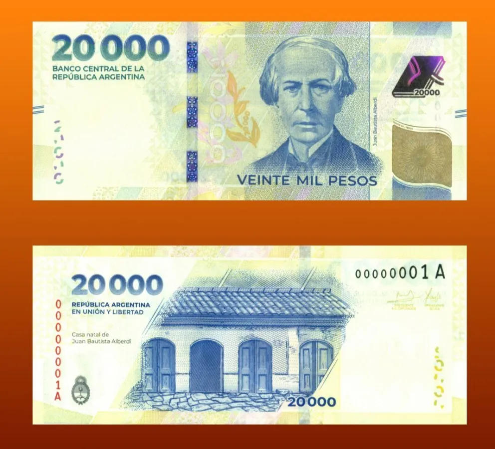 El nuevo billete lleva la imagen de Juan Bautista Alberdi. 