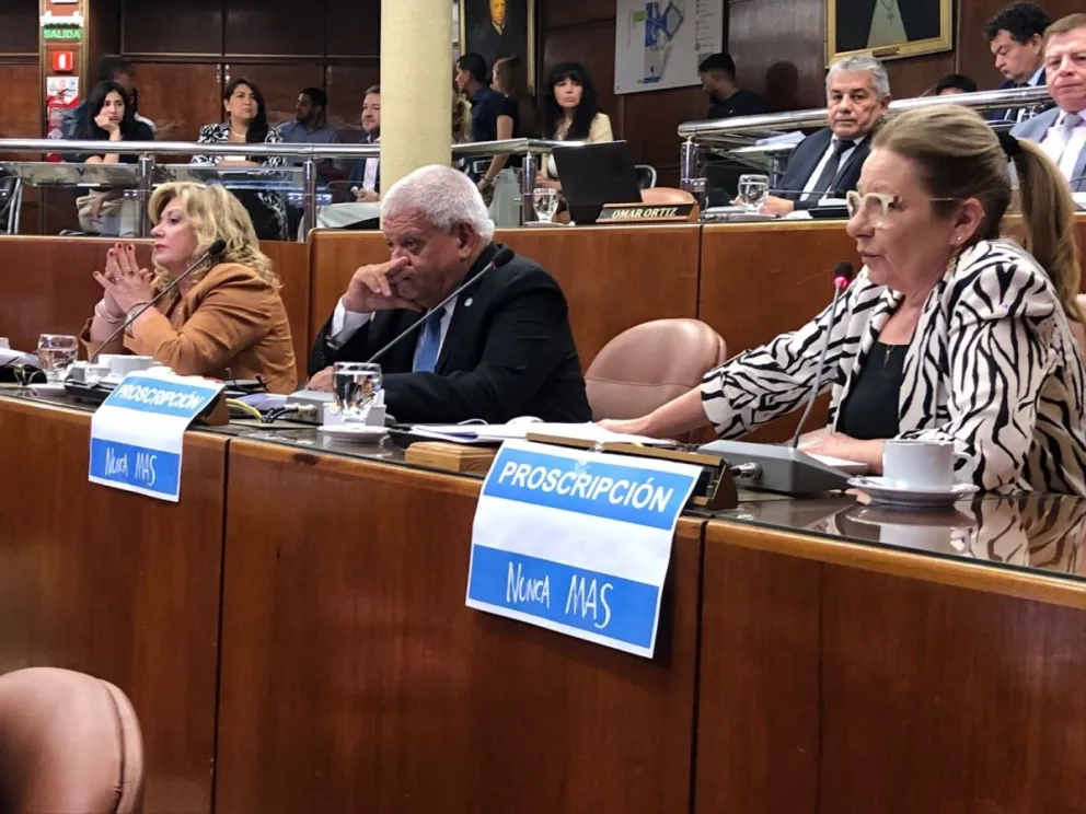 Con carteles de "Nunca Más" y "proscripción", legisladores del PJ defienden en el recinto a Cristina
