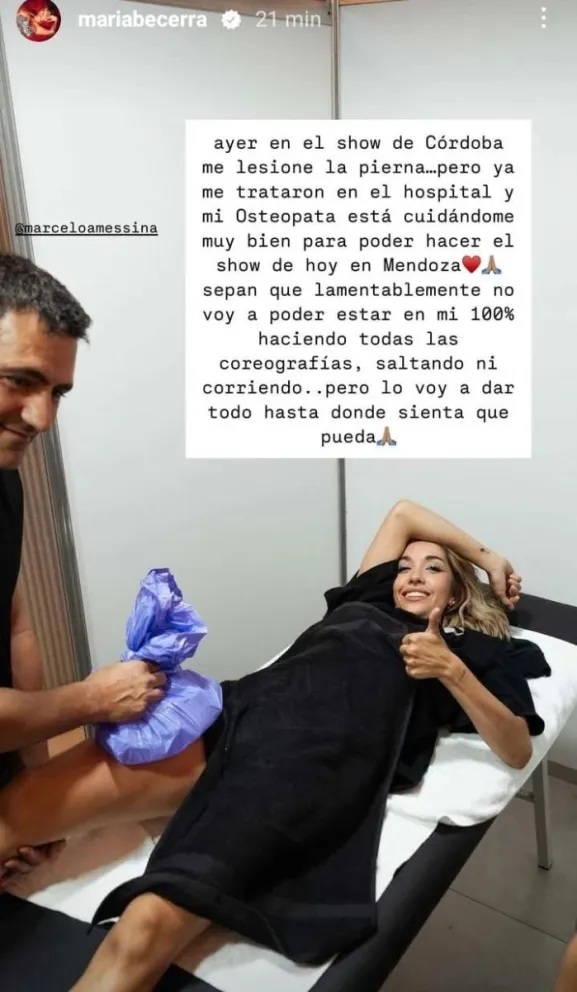 María Becerra fue hospitalizada de urgencia y terminó su show en silla de ruedas . 