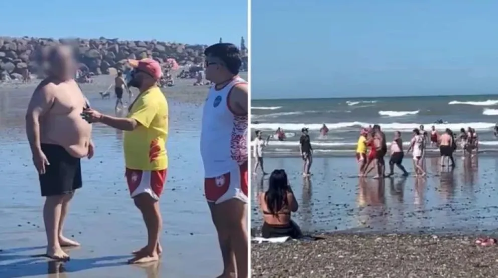 Guardavidas se agarraron a piñas con un bañista en una playa de Chubut: no lo dejaban meterse al mar en una zona peligrosa