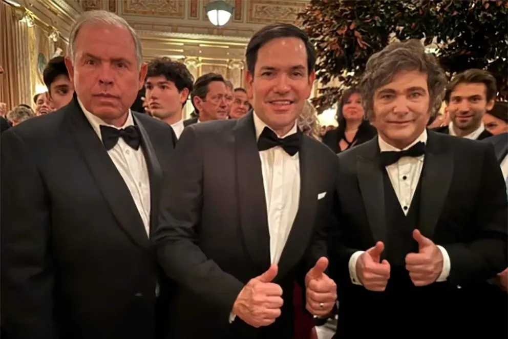Javier Milei, Marco Rubio y Gerardo Werthein durante la Gala Inaugural Starlight en honor a la asunción presidencial de Donald Trump