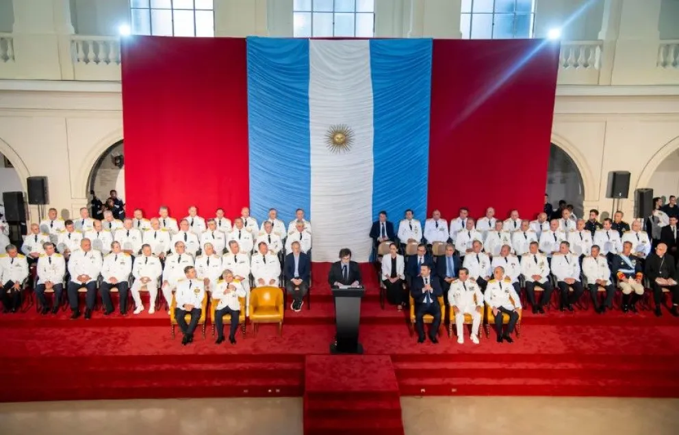 Javier Milei, en el último acto que encabezó en el Colegio Militar.