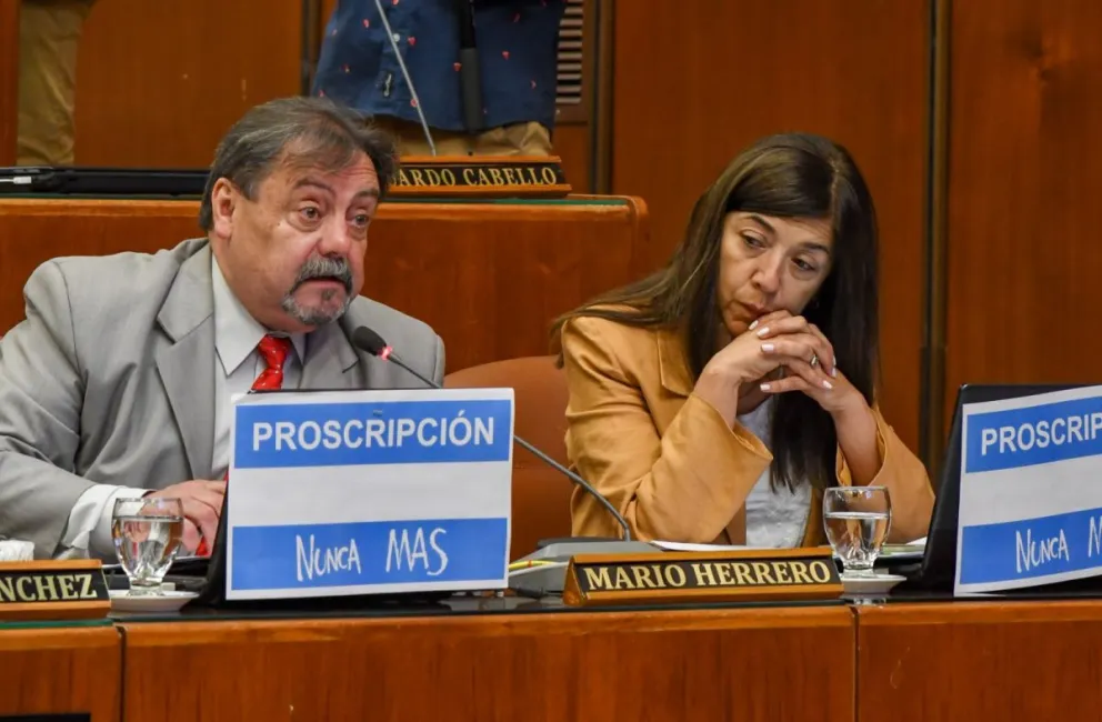 Movida. El diputado Mario Herrero y su colega Graciela Seva, vicepresidenta del PJ, firmaron el proyecto de Código Electoral. 