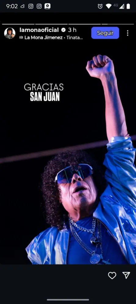 La Mona Jiménez agradeció a los sanjuaninos tras su exitoso show.