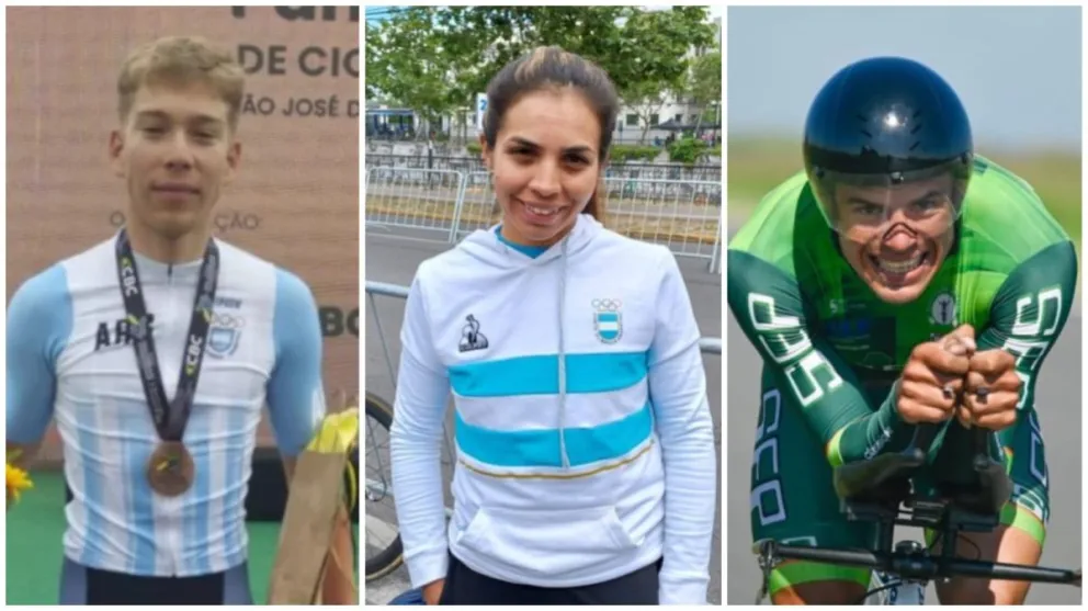 Con presencia sanjuanina, la Selección Argentina se prepara para el Panamericano de Ruta (De izquierda a derecha: Mateo Kalejman, Maribel Aguirre y Leonardo Cobarrubia)