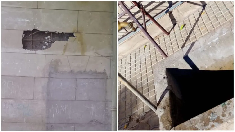 Daños. En la actualidad en distintos sectores de la Escuela Normal Sarmiento.