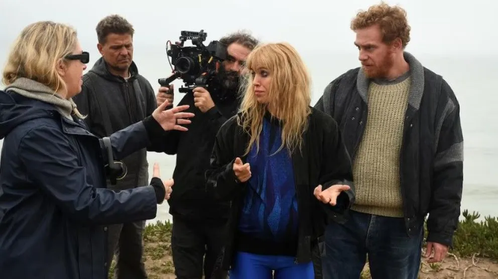 Acción. Luisana Lopilato, en el rodaje de la película en Mar del Plata.