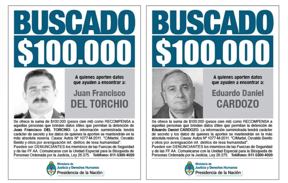 Tanto Del Torchio como Cardozo estuvieron prófugos por delitos de Lesa Humanidad, hasta que fueron detenidos y, luego, condenados. 