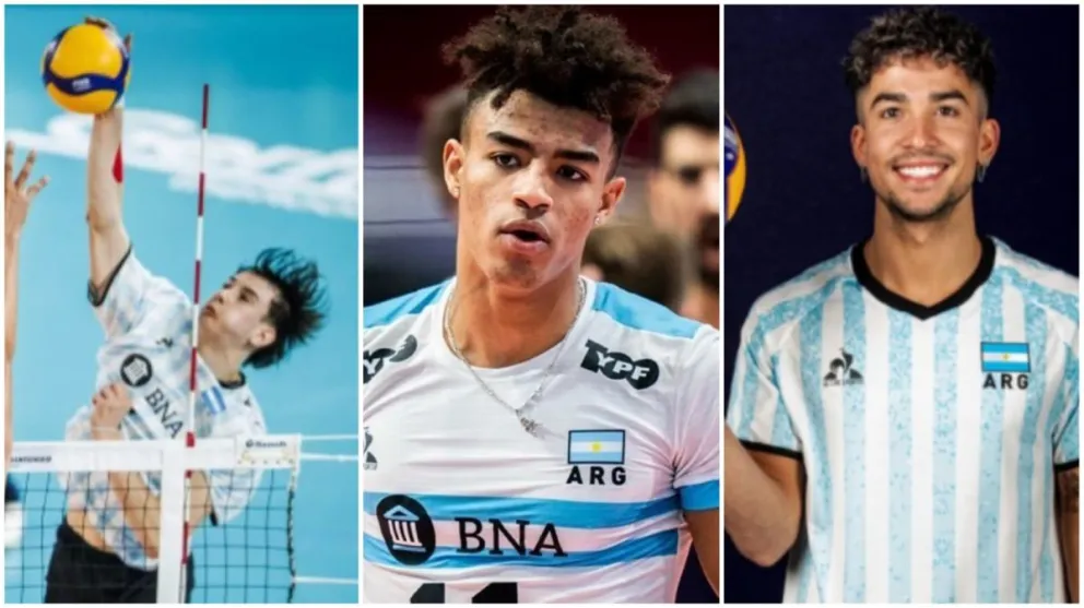 De izquierda a derecha: Mateo Gómez estará disputando la Copa América de Vóley, mientras Manuel Armoa Morel y Matías Sánchez fueron convocados para disputar la segunda semana de competencia de la Volleyball Nations League.