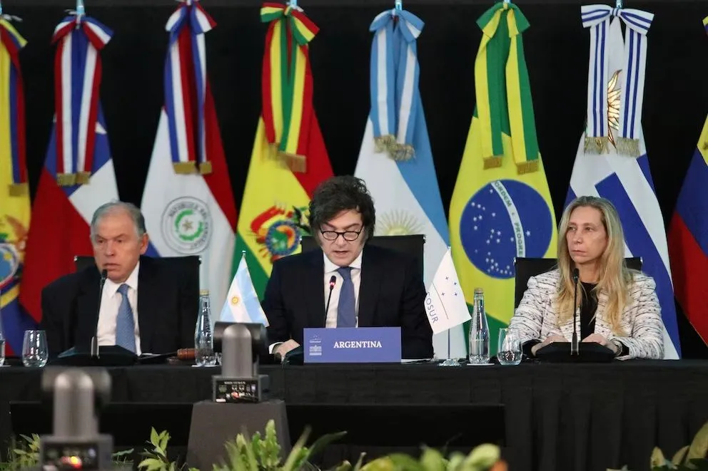 Javier Milei, este jueves, en la Cumbre del Mercosur