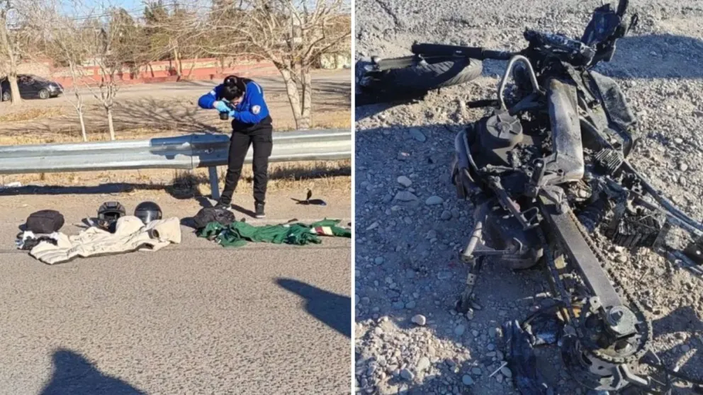 Destruida y quemada. Terminó la moto Rouser 200 cc. en que se traslada Trindade, junto a su novia.