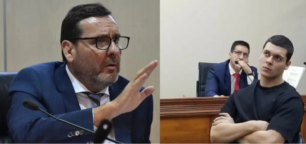 El juez Federal, Hugo Echegaray, junto a su hijo Juan Pablo, quien fue sobreseído de la muerte de Lucía Rubiño. 