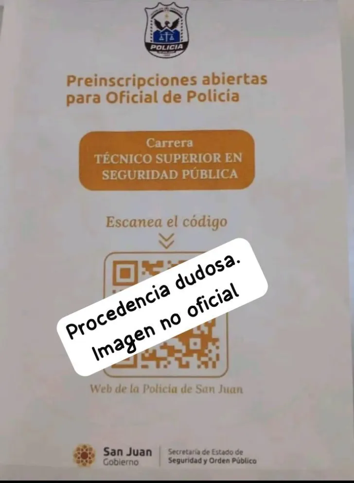 Alertaron por un código QR falso para la preinscripción en Seguridad Pública. 