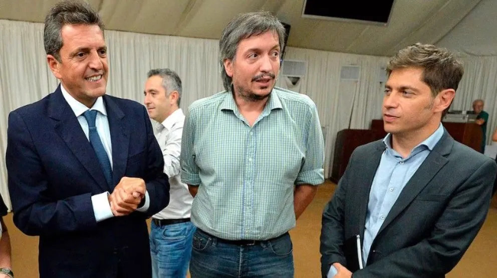 Sergio Massa, Máximo Kirchner y Axel Kicillof.