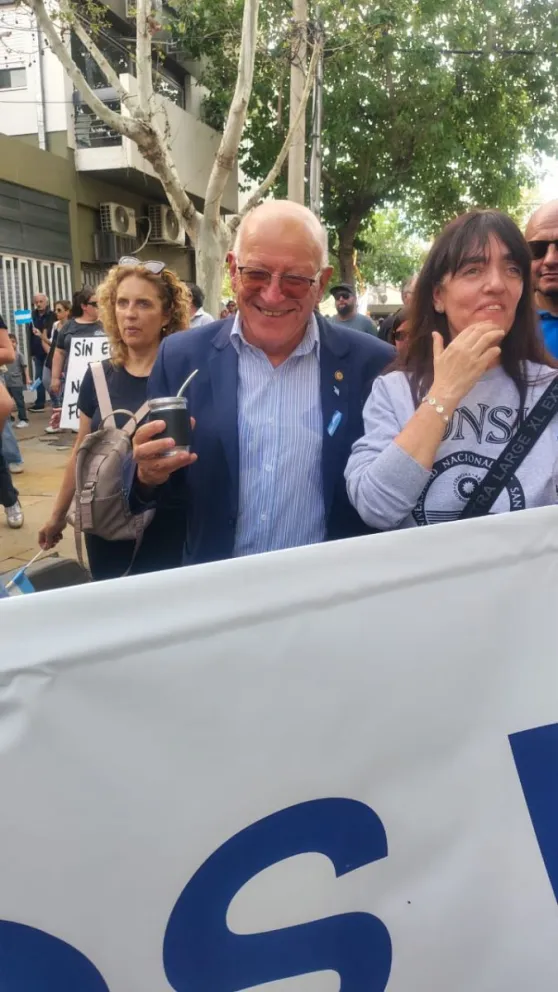 Tadeo Berenguer, durante la marcha universitaria en Capital.