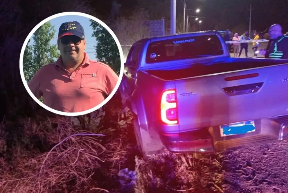 Escena. Sergio Nacenta y su camioneta Toyota Hilux donde fue asesinado de un disparo en Mendoza.