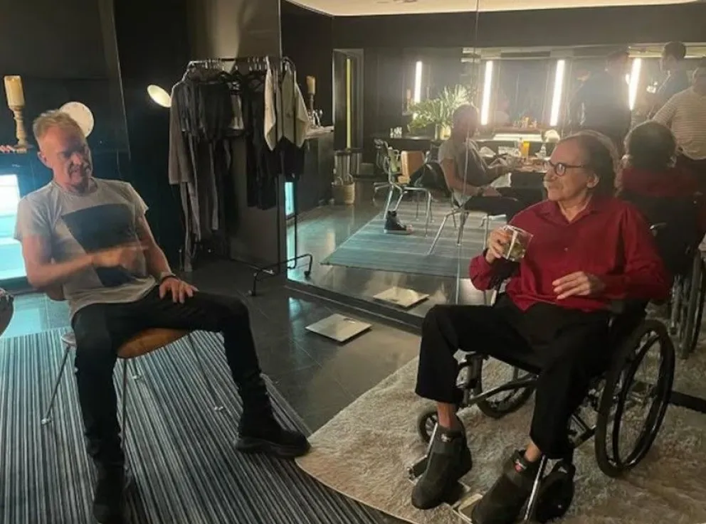 Unidos. Charly García y Sting, en febrero pasado.