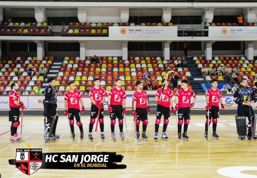 El equipo de San Jorge, en el Mundial de Clubes de Hockey Sobre Patines que se disputa en San Juan.