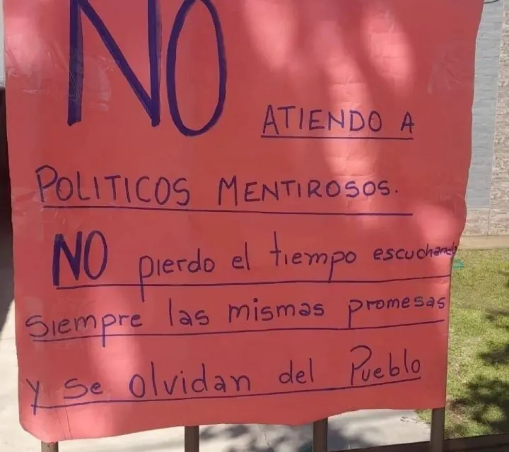 Esta es la pancarta de la vecina de Valle Fértil. 