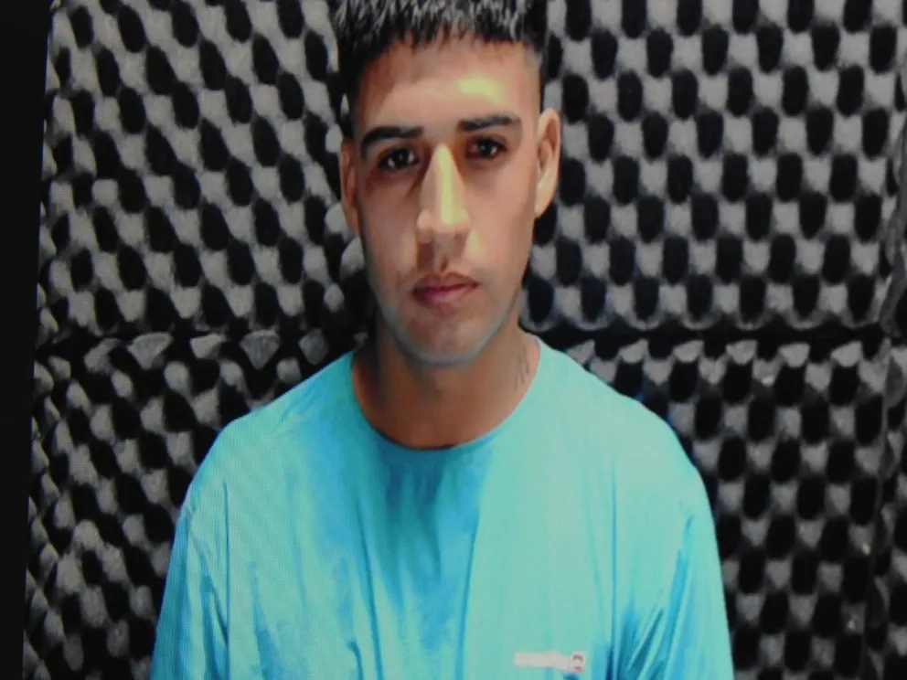 Jonathan Lucero vía Zoom desde el Penal de Chimbas, donde cumple la prisión preventiva que se le impuso por el crimen de Matías Díaz en Villa San Patricio, Chimbas.