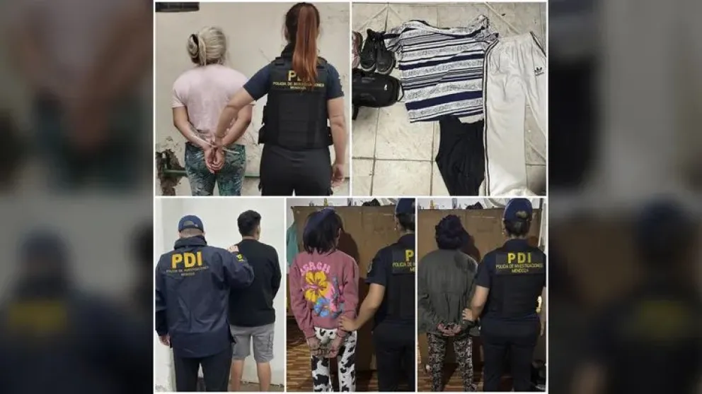Capturados. El momento donde los 'mecheros' de Mendoza fueron detenidos en la vecina provincia.