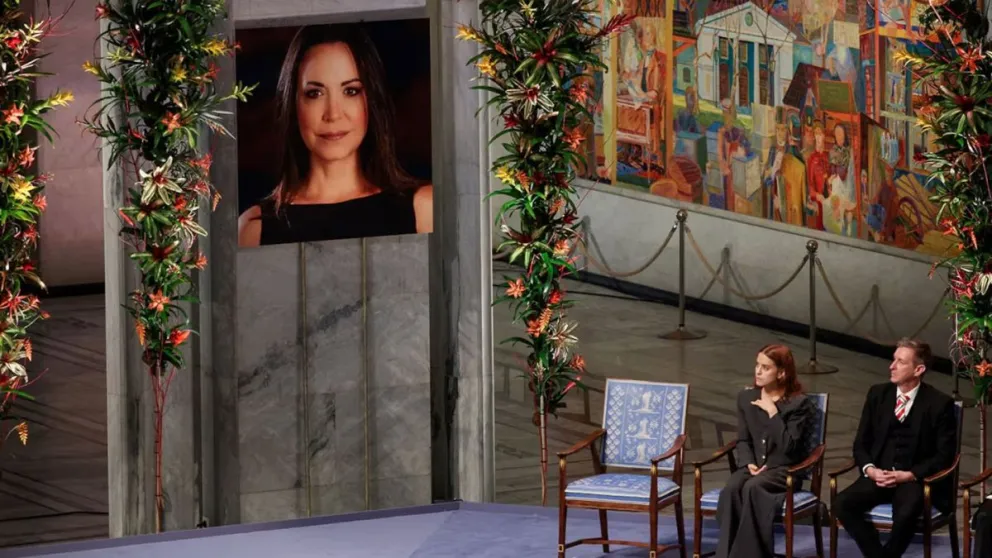 La hija de María Corina Machado recibió el Nobel de la Paz en Oslo. 